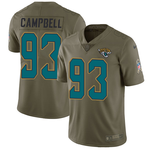 Nike Jaguars #93 Calais Campbell Olive Men's Stitched NFL Limited Salute to Service Jersey